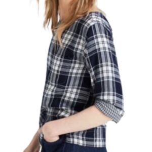 MADEWELL Quarter Sleeve Plaid Checkered Herald Tee XS